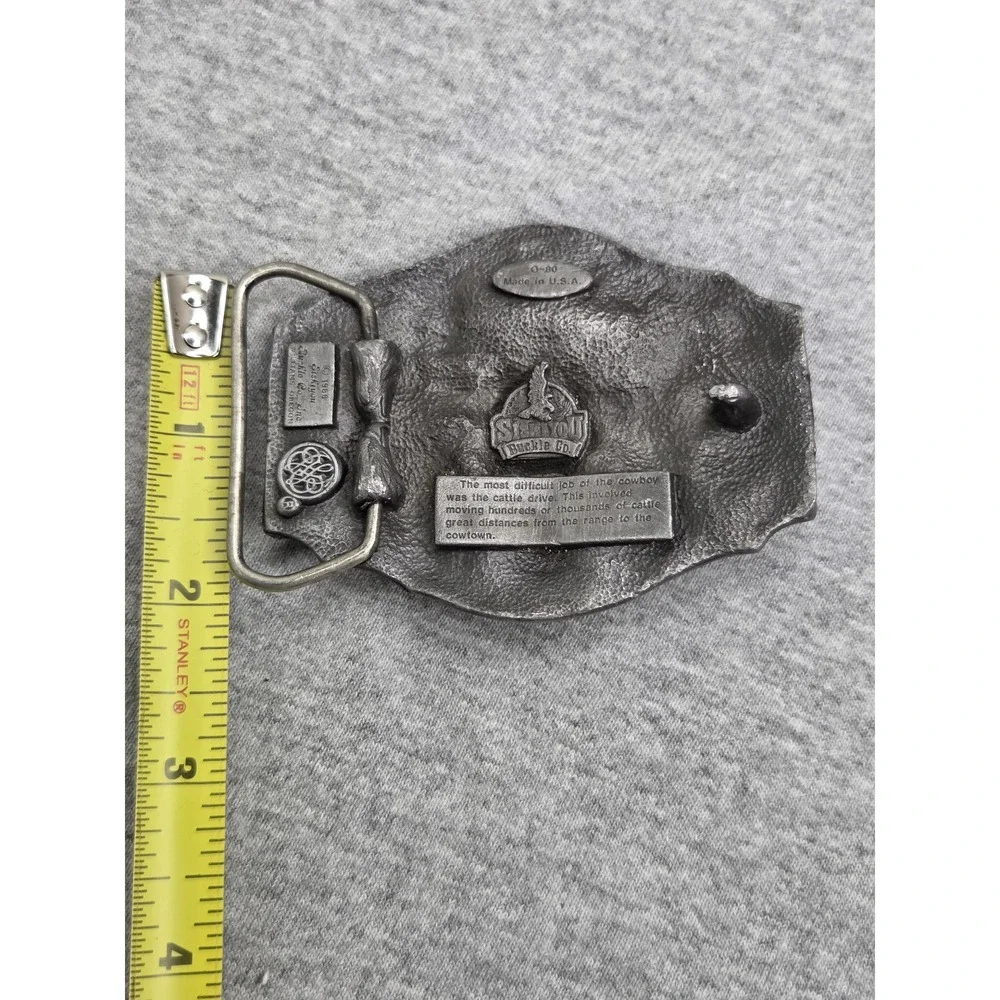 1988 Siskiyou Heavy Pewter Longhorn Steer Rodeo Belt Buckle USA